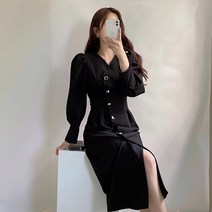 비비미미 보석 단추 퍼프 롱 원피스 하객룩 돌잔치 상견례 피로연 하객 정장 봄 결혼식 복장 아나운서