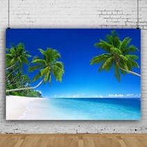 여름 해변 테마 사진 배경 코코넛 나무 천 아이 아기 생일 벽지 스튜디오 촬영, Polyester220x150cm+BJWY3T9