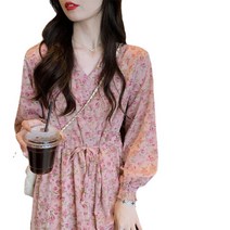 아로무드 브이넥 슬리브 원피스