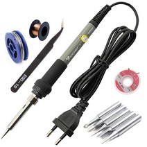 60W 내부 난방 전기 납땜 인두 키트 Desoldering 펌프 용접 도구 110V220V 세라믹 히터 수리, [01] 220V EU Plug, [01] Set4