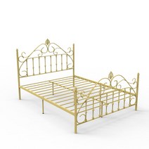북유럽 철제 조립식 침대 프레임 공주풍 메탈 원룸 자취 부부 DIY 침대 프레임, 골드D