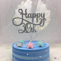 꽃초 돈보약 어버이날 포토존 샌드세레머니 브라이덜샤워 소품대여 축사 케이스 대두피켓 골드실버블랙 고급 반짝이 해피 30 40 50 60번째 케이크 토퍼 50번째 생일 파티 장식, 실버 30, 5개