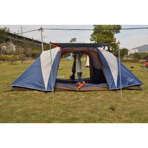 투룸 텐트 터널 캐빈 캠핑 차박 5-8인용 레저 방수 야외 원터치 텐트, 프리미엄 블루