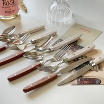 아노바 레트로 빈티지 홈카페 감성 커트러리 디너 스푼 포크 나이프 디저트포크 티스푼, 디너스푼, 아이보리