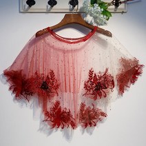수제 레이스 복고풍 레드숄 망토 넥워머