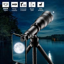 apexel hd 60x 망원경 망원 렌즈 전화 렌즈 삼각대 원격 셔터 for iphone12 samsung huawei xiaomi other smart, 삼각대 리모컨으로