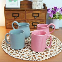 무광 디자인 도자기 커피숍 고급 머그잔 홈카페 튼튼한컵 브런치타임 단체선물 그립감 커피숍잔 커피잔, 핑크/일자