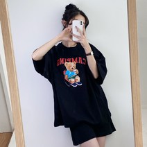 글래드블리스 여성 캠핑베어 오버핏반팔 + 반바지 셋트