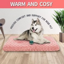 Furrybaby겨울용 매우 따뜻한 개 매트 두꺼운 소파 소형견대형견용 고양이 깊은 수면용 푹신한 침대 이동식 세척 가능한 애완 동물, pink+XS(55x32x9CM)