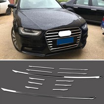 12 PC 자동차 앞 범퍼 그릴 커버 트림 스트립 - Audi A4 B8 2013-2015, 하나, 은