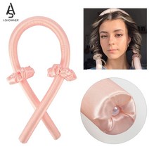 heatless curling rod headband ribbon 실크 헤어웨어 curlers lazy curling no heat sleeping soft curler for g, 검은색