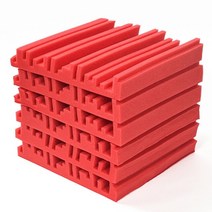 흡음패널 1224Pcs 30x30x5cm 어쿠스틱 폼 패널 스튜디오 사운드 흡수 디퓨저 거품 타일 벽 패드 룸 트리트먼트 스폰지, [01] Red, [02] 24Pcs