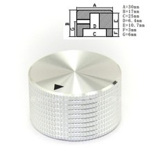 커넥터 부속품 1pcs 가공 솔리드 풀 하이 엔드 알루미늄 손잡이 전위차계 손잡이 6.4mm 8mm 10mm 샤프트 구멍 볼륨 스위치 로터리 엔코더 손잡이, 30x17x6.4mm