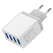 4 USB 포트 어댑터 휴대 전화 충전기 고속 충전기 충전 헤드, 하얀, EU 화이트