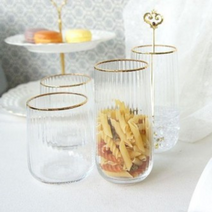 골드 유리컵 고급 2size 금테 신기한물 인싸컵 냉커피 투명 글라스 홈카페 업소용, 하이