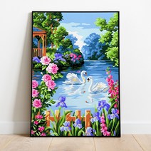 플레이어바웃 명화그리기 백조와 호수 캔버스페인팅 DIY, 백조와 호수 (GX6712)