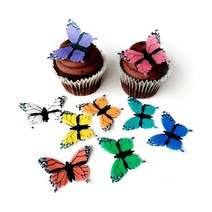 Rainbow Assorted Color Monarch Wafer Paper Butterflies 2 Inch for Decorating Desserts Cupcakes Weddi, 1