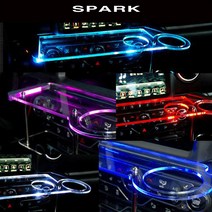 ArtX 더뉴/더넥스트 스파크 USB 5V LED 2단 차량용 무중력테이블 컵홀더 식탁 자동차 선반 핸드폰 거치대 수납용품, TYPE A, LED-아이스블루, 일반형
