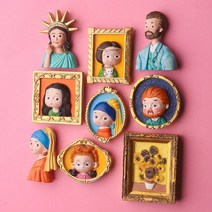 명화엽서 감성 빈티지 벽장식소품 촬영 인테리어 유명한 그림 반 고흐 냉장고 스티커 3D 스테레오 마그네틱, 03 3