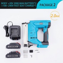 타정기 에어 충전 타카 21V 무선 공압 충전 네일 건 V 형 합금 노즐 Makita 18V 배터리 목공 DIY 전기, 03 2 Battery 2.0A