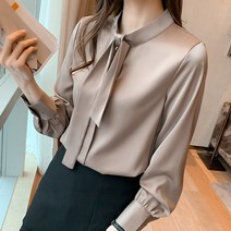 리본 넥 타이 실크 블라우스 212