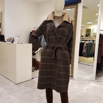 막스카라 체크 카라 밸트 코트(M14QWJ303)