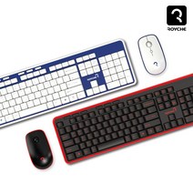 로이체 무선 키보드 마우스 콤보 RX-3600 슬림 저소음 키보드 마우스 세트, 화이트&블루