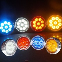 12V 24V공용 차량용 원형 9발 LED경광등 작업등, 블루LED