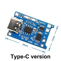 가전제품 전자기기 c/마이크로/미니 USB 5V 1A 18650 리튬 배터리 충전 보드 충전기 모듈 보호 이중 기능 이온 TP4056, [02] Type-C version