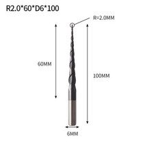 엔드밀 드릴밀 vack milling cutter tungsten solid carbide cnc taper ball nose end mills for wood 금속 라우터 볼, R2X60XD6X100L
