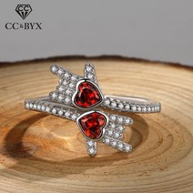 한복반지 옥가락지 옥 반지 가락지 비취 한복 은 쌍 우정 cc 유행 여성용 rock red heart 제스처 큐빅 지르코니아 i love you ring bridal 추석