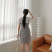 오슈 여름 오피스룩 나들이 20대 30대 체크 끈 미니원피스