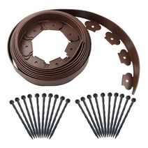 16.5 Ft 조경 테두리 키트 20 개의 스테이크가있는 갈색 정원 꽃 침대 용 롤, 한개옵션1, 한개옵션0