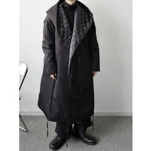 남자 다운 롱 하프 패딩 점퍼 의류 일본식 긴 후드 면 코트 겨울 패션 대형 까마귀 면