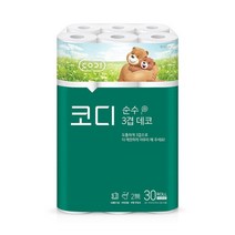 코디 순수 3겹 데코 27m 30롤 X 1팩 무향 무잉크 롤화장지