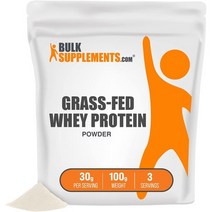 단백질 보충제 BulkSupplements.com Grass Fed Whey Protein Powder - Unflavored Supplement Pure Without Artif, 3.53 Ounce (Pack of 1)