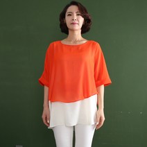 BWE547447투톤쉬폰솔리드블라우스/여성/의류/엄마/옷/선물/셔츠/상의/4050/미시/빅사이즈/여자