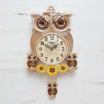 BnH 부엉이 무소음 벽시계 인테리어 소품 시계 8879, 단품