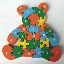 ABC블럭 곰돌이/ 어린이영어학습 알파벳학습 놀이완구 나무퍼즐 원목퍼즐 교구교재 퍼즐블럭 글자맞추기