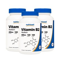 뉴트리코스트 비타민 B2 리보플라빈 400mg 캡슐, 120개입, 3개
