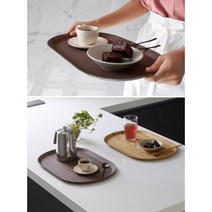 논슬립 원목 우드 카페용 디저트 트레이 타원 2color 3size, 월넛