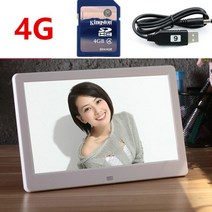 전자액자 디지털 스마트 액자 앨범 10.1 인치 HD 디지털 사진 프레임 1024x600 초박형 LED 전자 앨범 LCD, 01 white 4G_02 US Plug