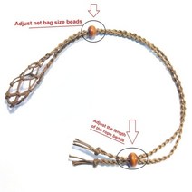 인테리어 조경 데코 돌 스톤 3size 목걸이 코드 빈 명상 크리스탈 홀더 diy natural quartz crystals 힐링 차크라 그물 가방 펜던트 목걸이, 갈색