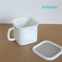 일본식 법랑 손잡이 밀폐용기 멀티포트 보관용기 캐니스터 사각 12x11.5cmHiuha 증정, 0