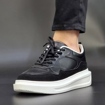 국산 남성 소가죽 심플 캐주얼 키높이 스니커즈 운동화 5cm 캐주얼 통굽 단화