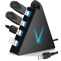 JoyReken 4포트 USB 3.0 허브 FlyingVHUB 수직 데이터 USB 허브 61cm(2피트) 확장 케이블 맥 PC Xbox One PS4 PS5 iMac, 2ft_Black