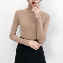 터틀넥 니트 목폴라 스웨터 여성 긴팔 셔츠