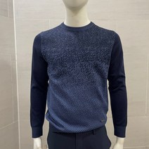 [PAT/피에이티] 중년 남성 편하게 입기 좋은 간절기 봄 가을 헤링본 그라데이션 라운드 남자 니트 티셔츠 아빠 아버지 할아버지 선물 옷 1F53301