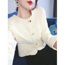 모던한 데일리 트위드 재킷 세미캐주얼룩 봄 페미닌스타일 여대생코디 착용 Xiaoxiang