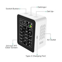 WiFi 실내 공기 품질 모니터 정확한 NDIR 센서 CO2 탐지기 CO2 PM2.5 CH2O(HCHO) 온도 및 습도 감지 캘린더 시간 알람 시계 홈 오피스 자동차 성장